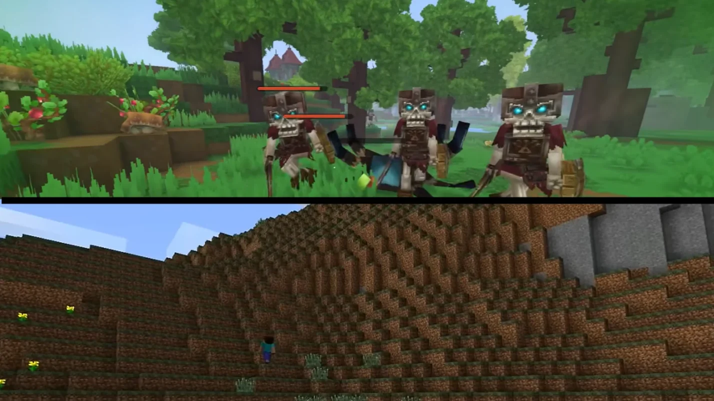Hytale and Minecraft gameplay screenshots