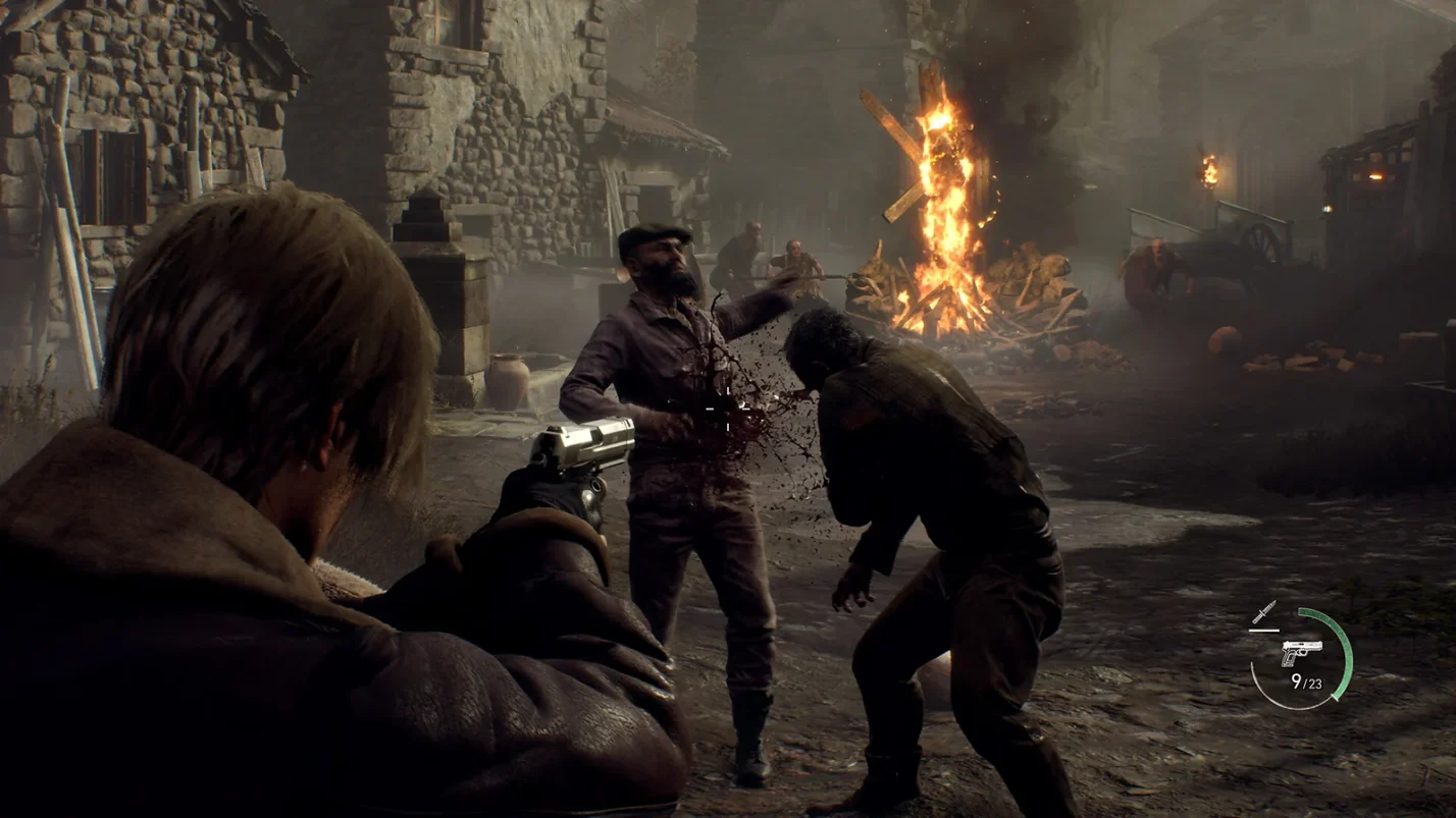 Shooting enemy in the stomach