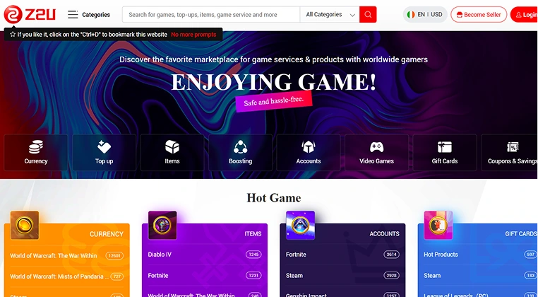Z2U - Specialized Gaming Item Trading