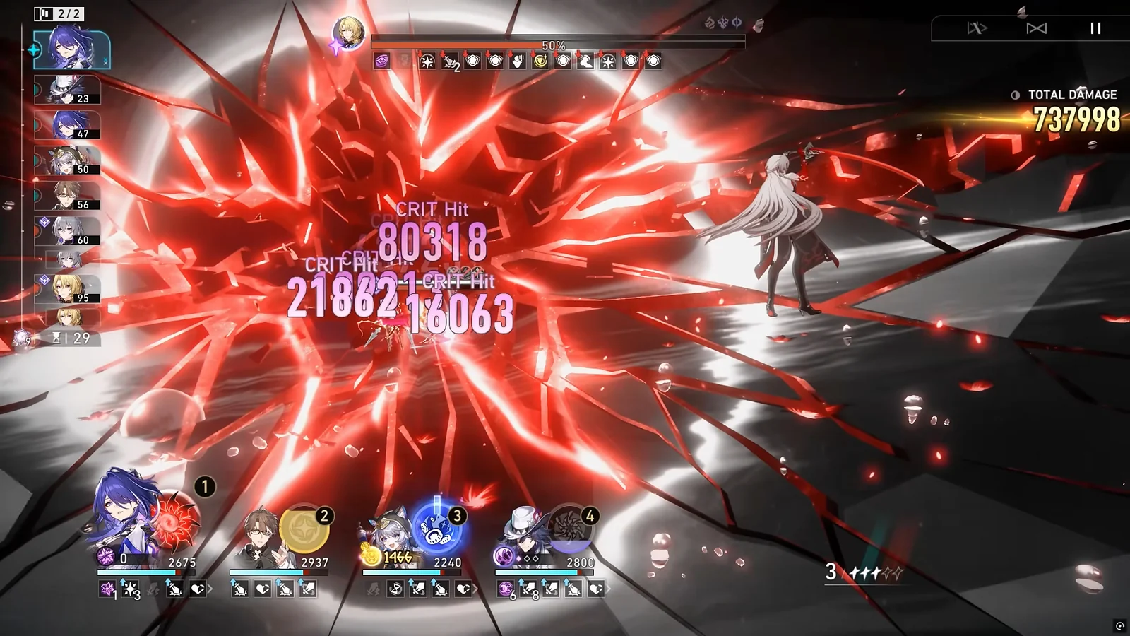 Acheron's Ultimate dealing over 700,000 total damage to enemies in HSR