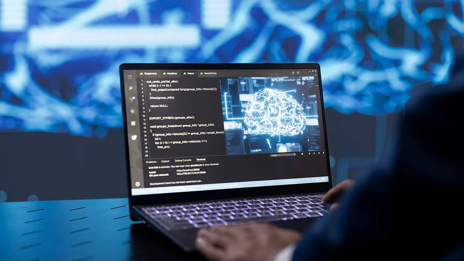 A man working on a laptop