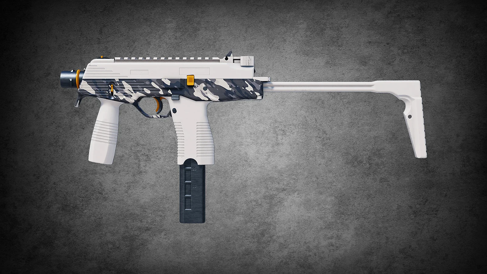 CS2 MP9 skin Arctic Tri-Tone – clean white base with grey and black camouflage accents