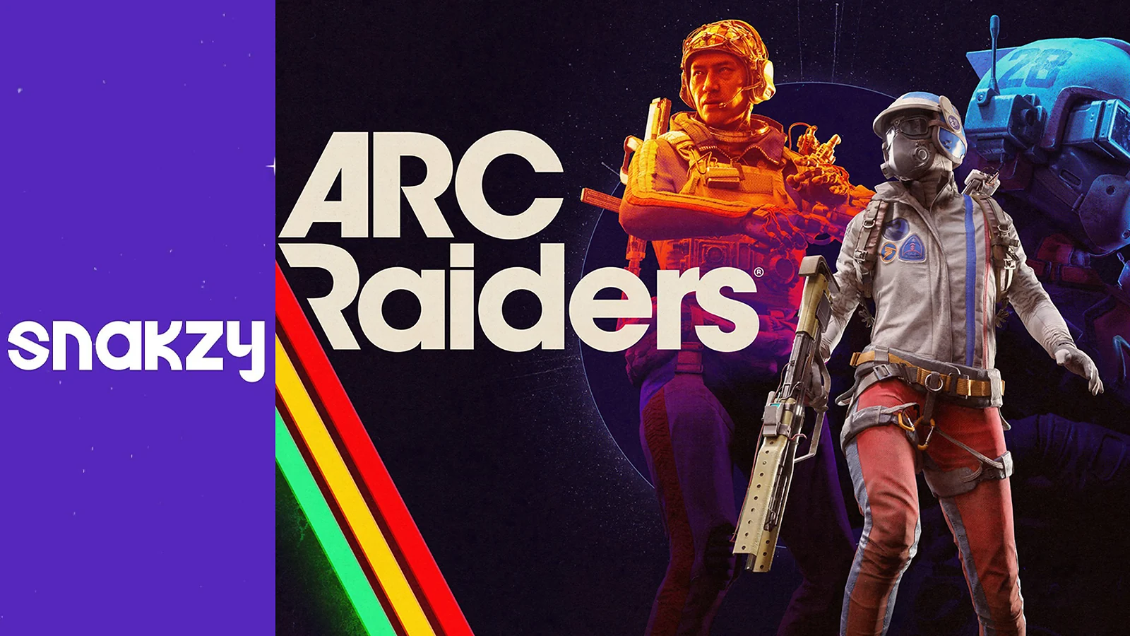 Snakzy and ARC Raiders promotional graphic featuring game characters