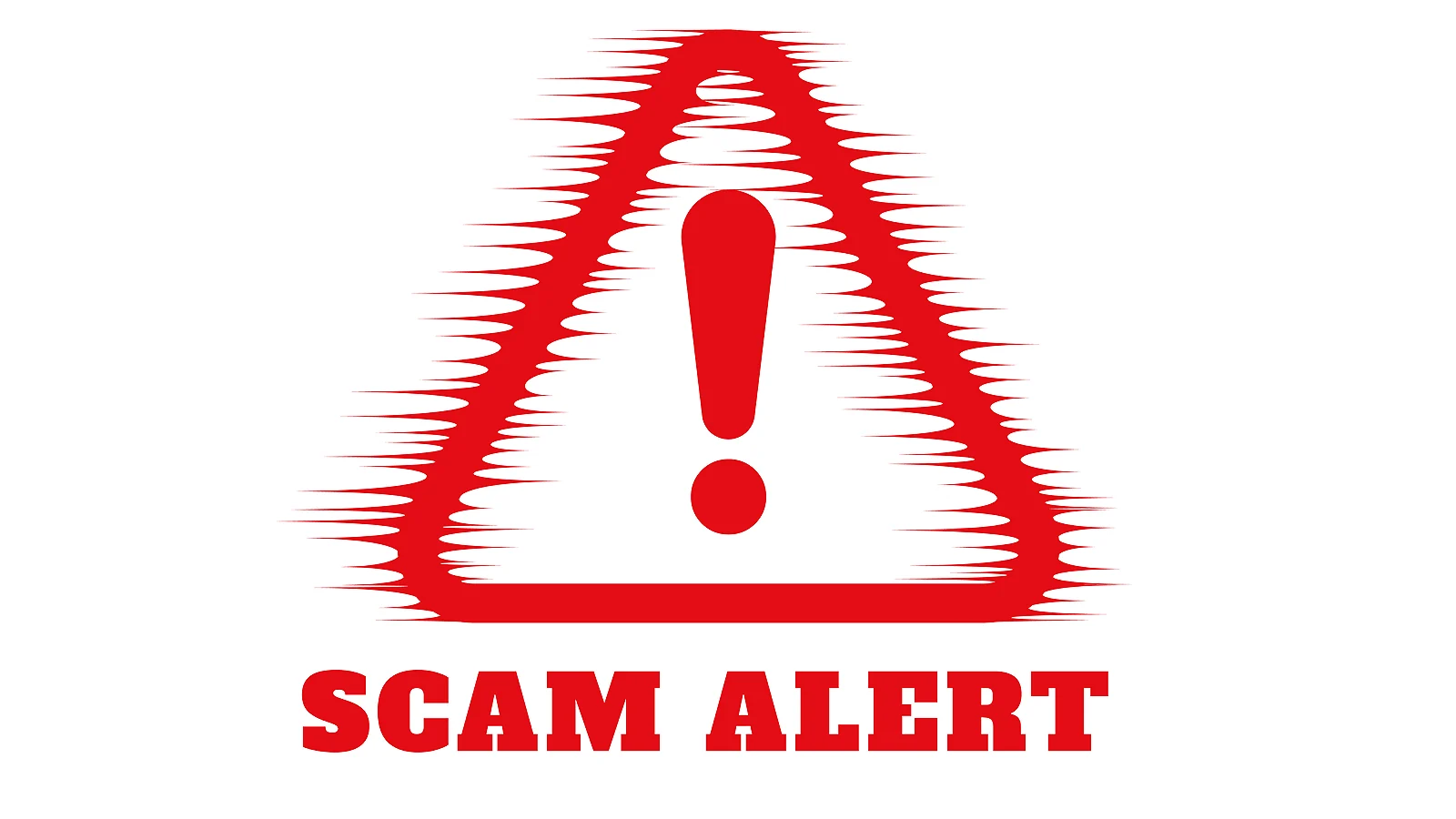 Scam alert warning sign with a triangle and exclamation mark