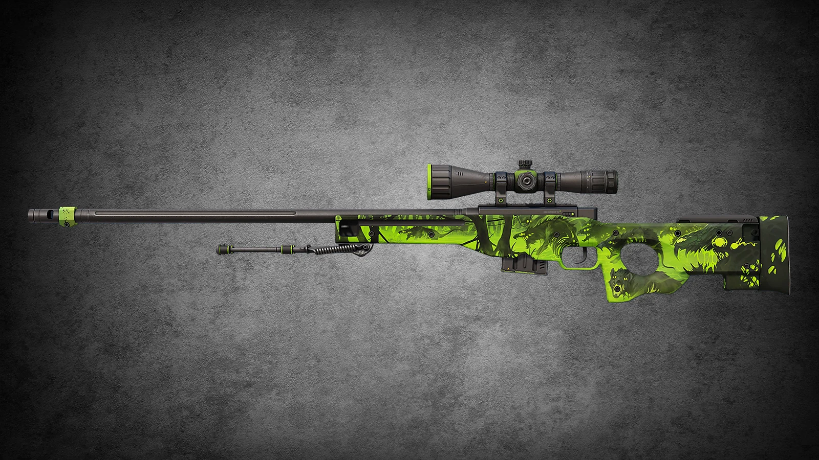 CS2 AWP Falla en el sistema de contención - skin with neon green mutated rats and forest motifs