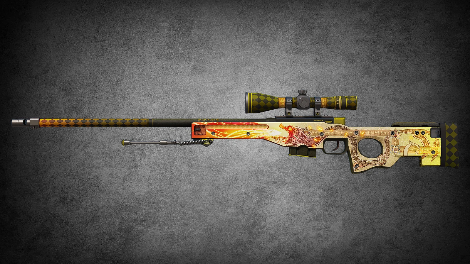 CS2 AWP Dragon Lore - skin with a red fire-breathing dragon and gold finish