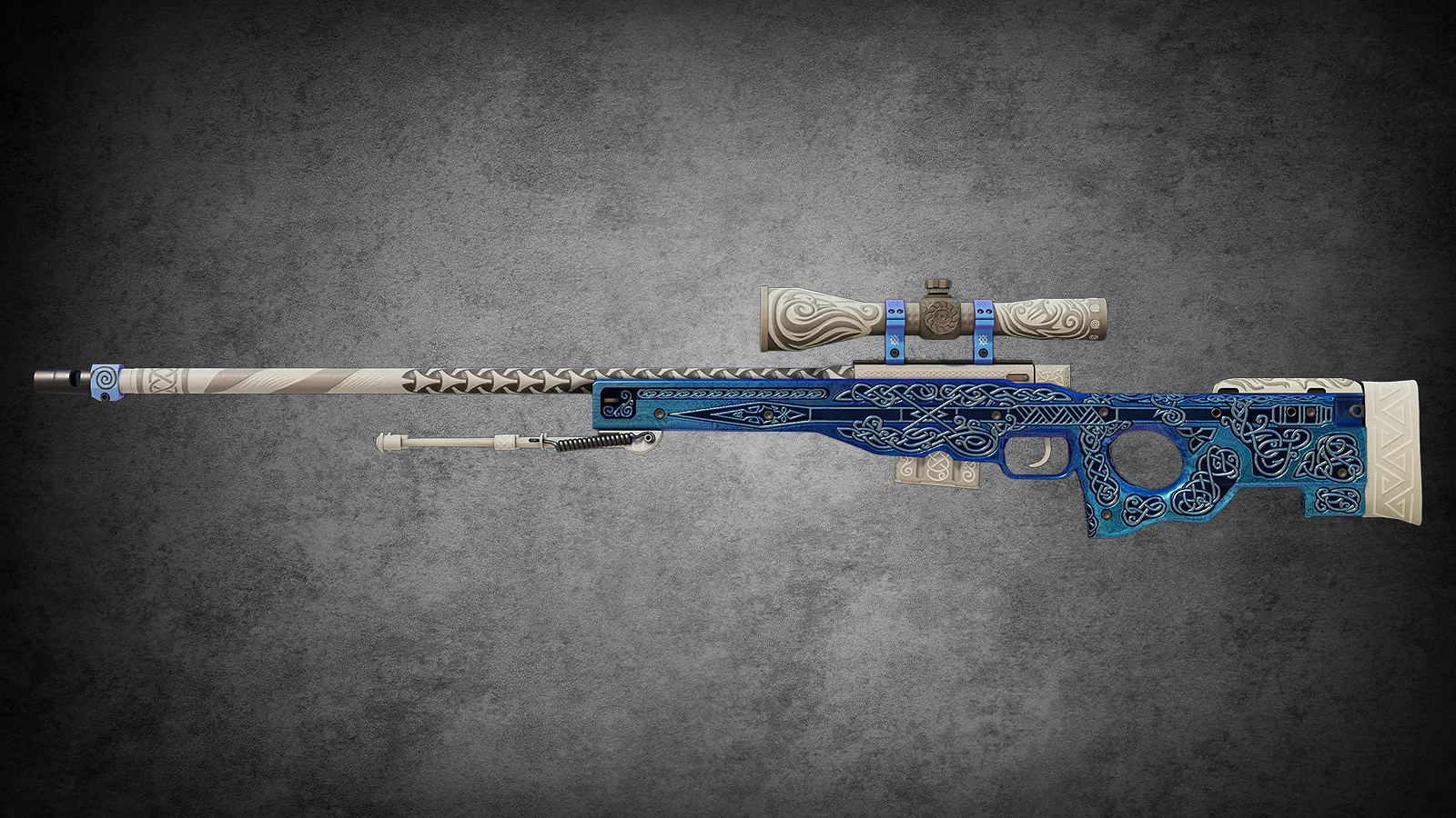 CS2 AWP Gungnir - skin with pearlescent blue finish and Nordic engravings