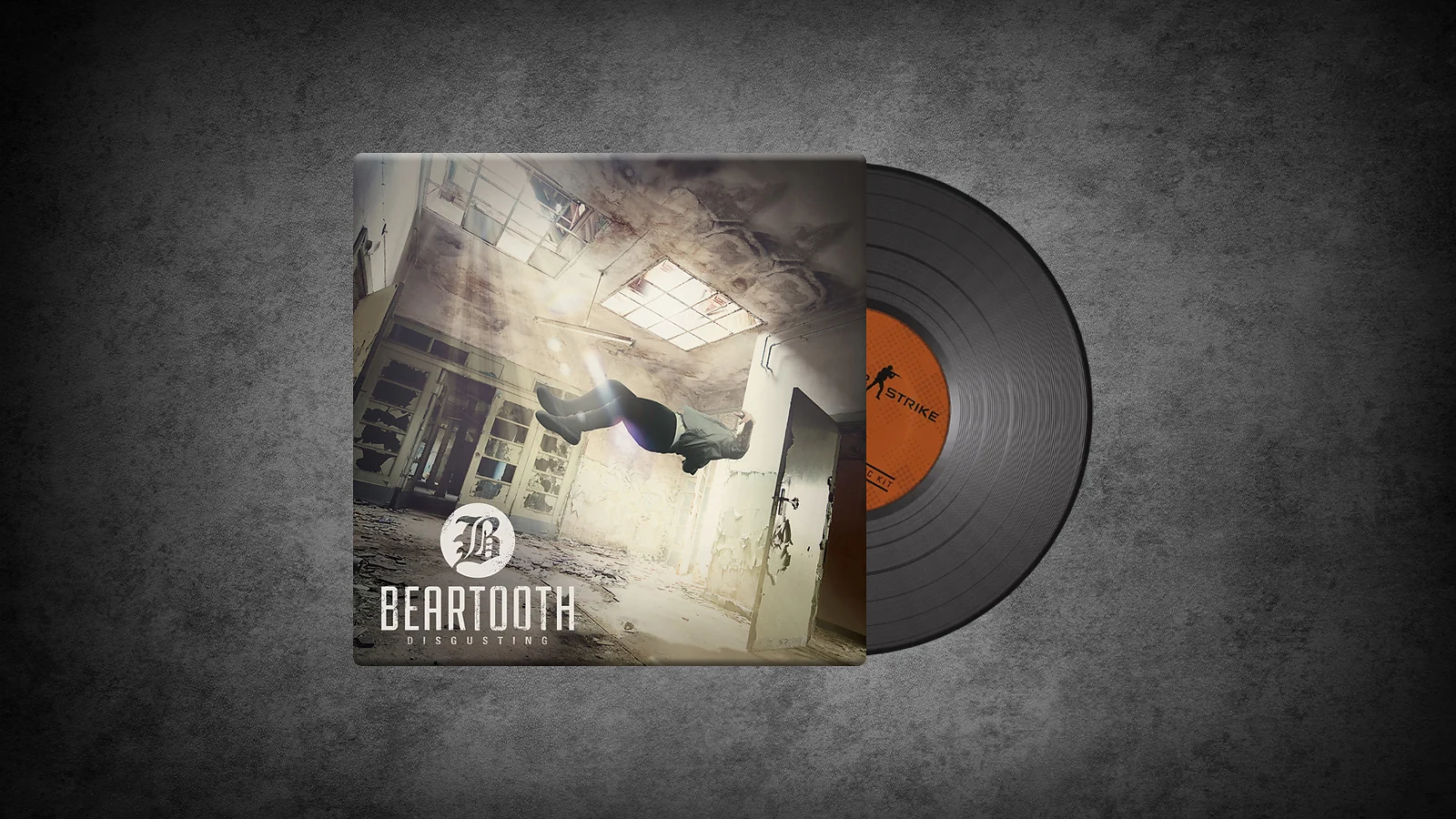 CS2 Music Kit: Beartooth, Disgusting - cover art of a figure levitating in a sunlit, abandoned industrial room