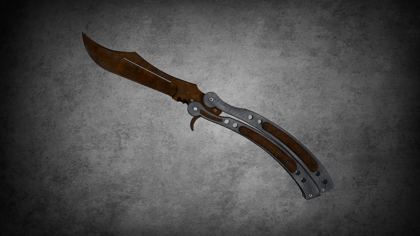 CS2 Butterfly Knife Rust Coat - weathered and oxidized metal with a textured orange-brown patina