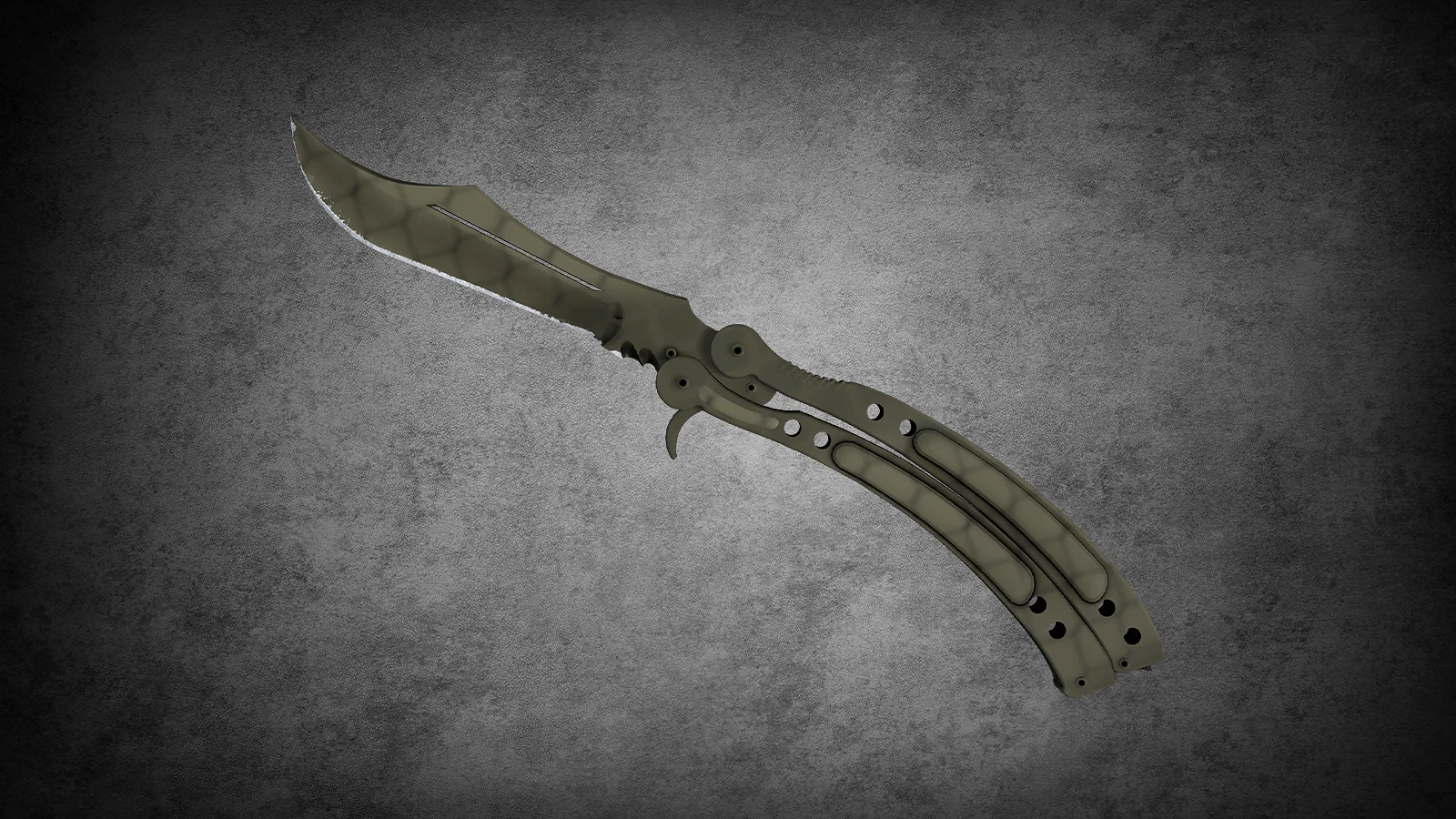 CS2 Butterfly Knife Safari Mesh - olive green camouflage with a net-like pattern