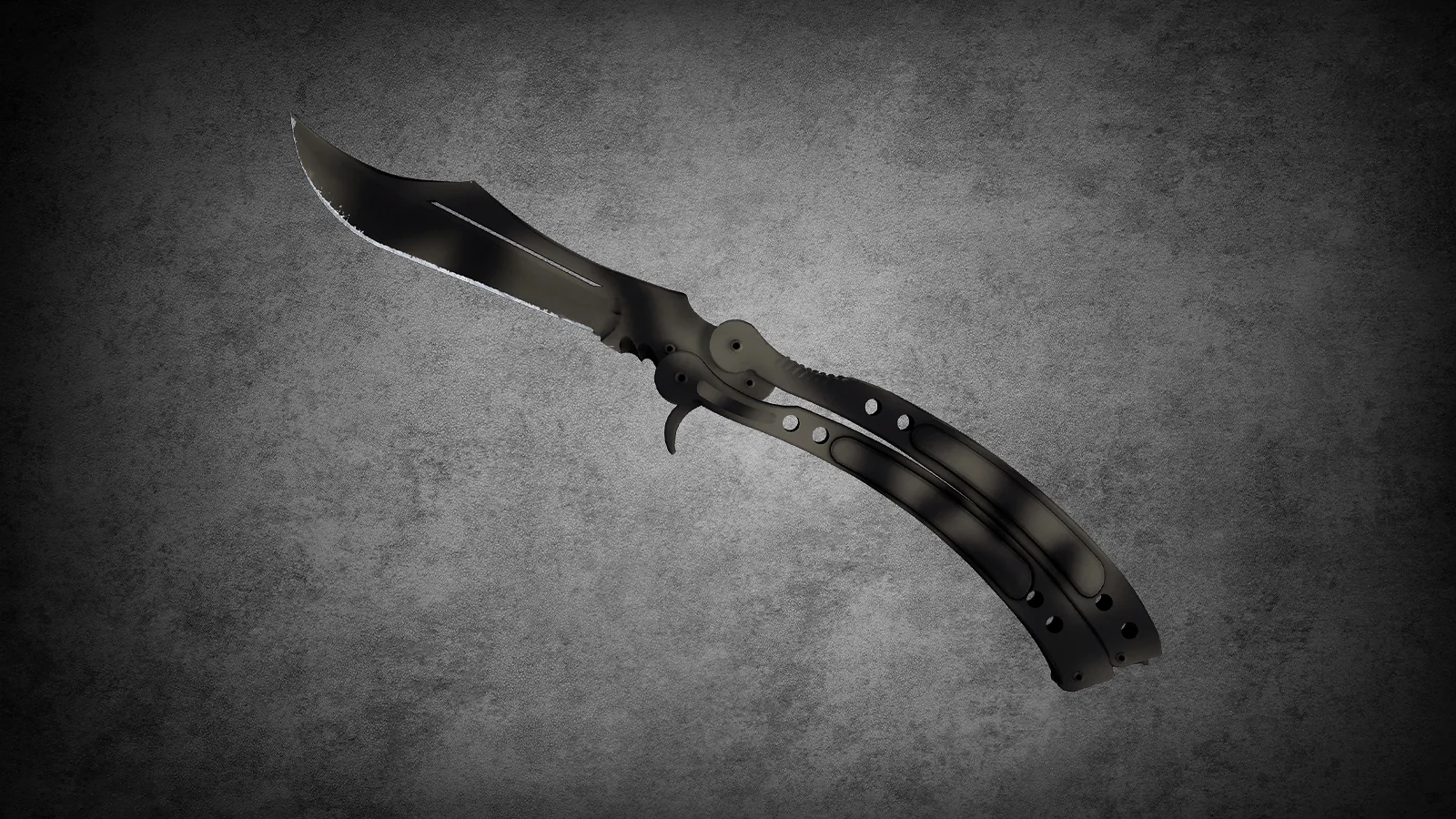 CS2 Butterfly Knife Scorched - matte black finish with subtle grey ash-like burn patterns