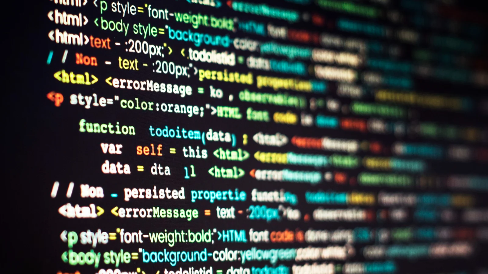 code on the screen of the laptop