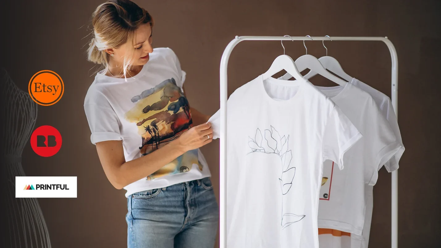 woman standing and looking at t-shirts