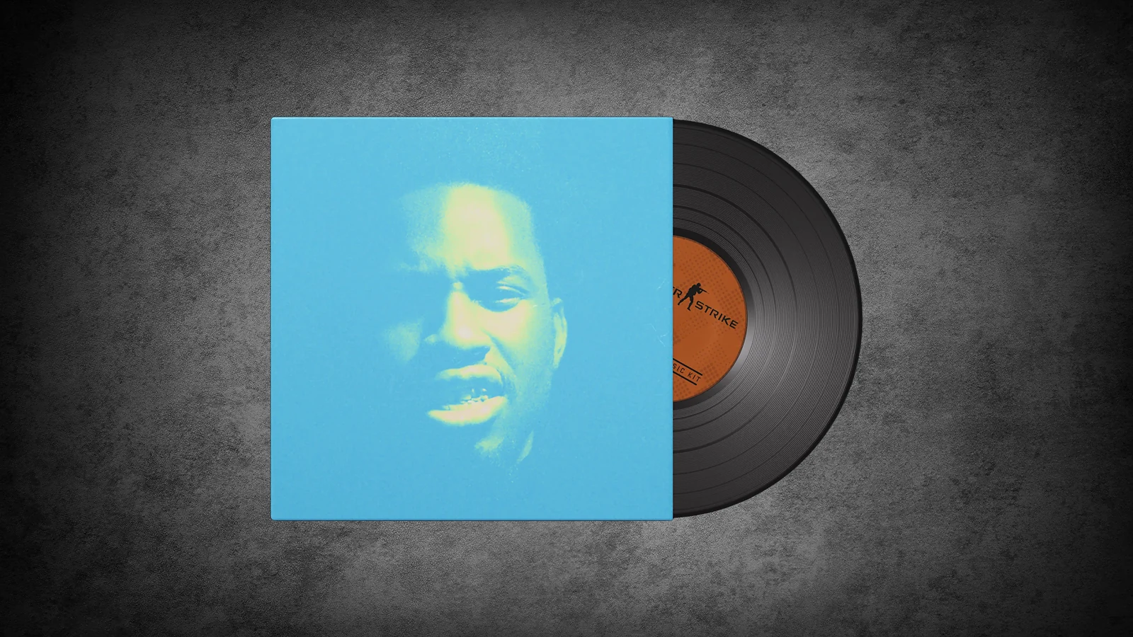 CS2 Music Kit: Denzel Curry, Ultimate - monochromatic blue and yellow high-contrast portrait of the artist