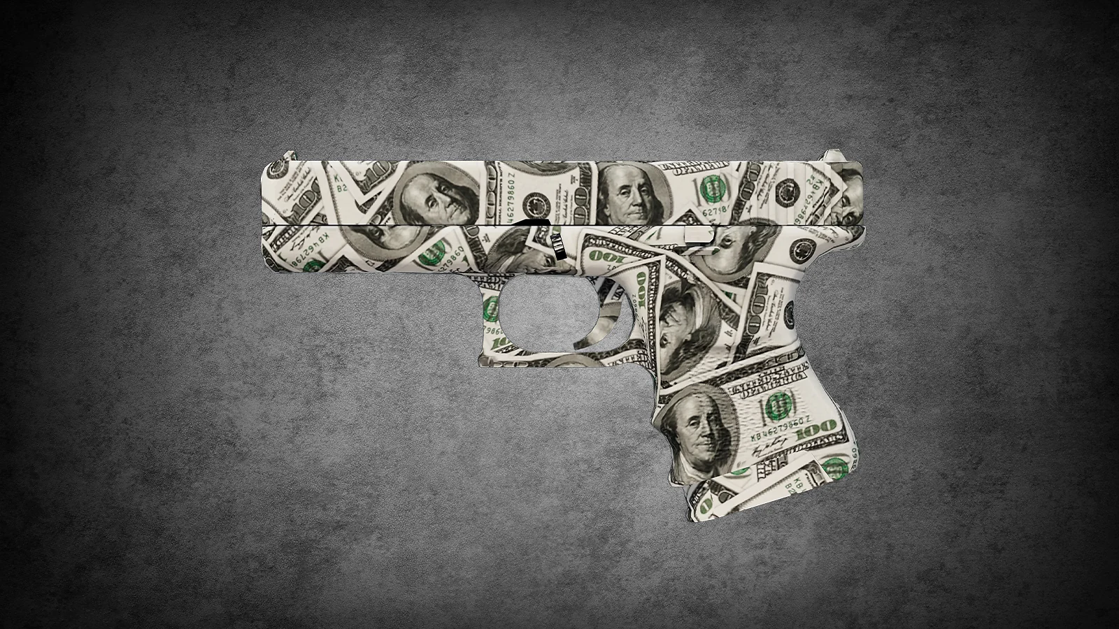 CS2 Glock-18 Franklin skin covered in a pattern of €100 bills