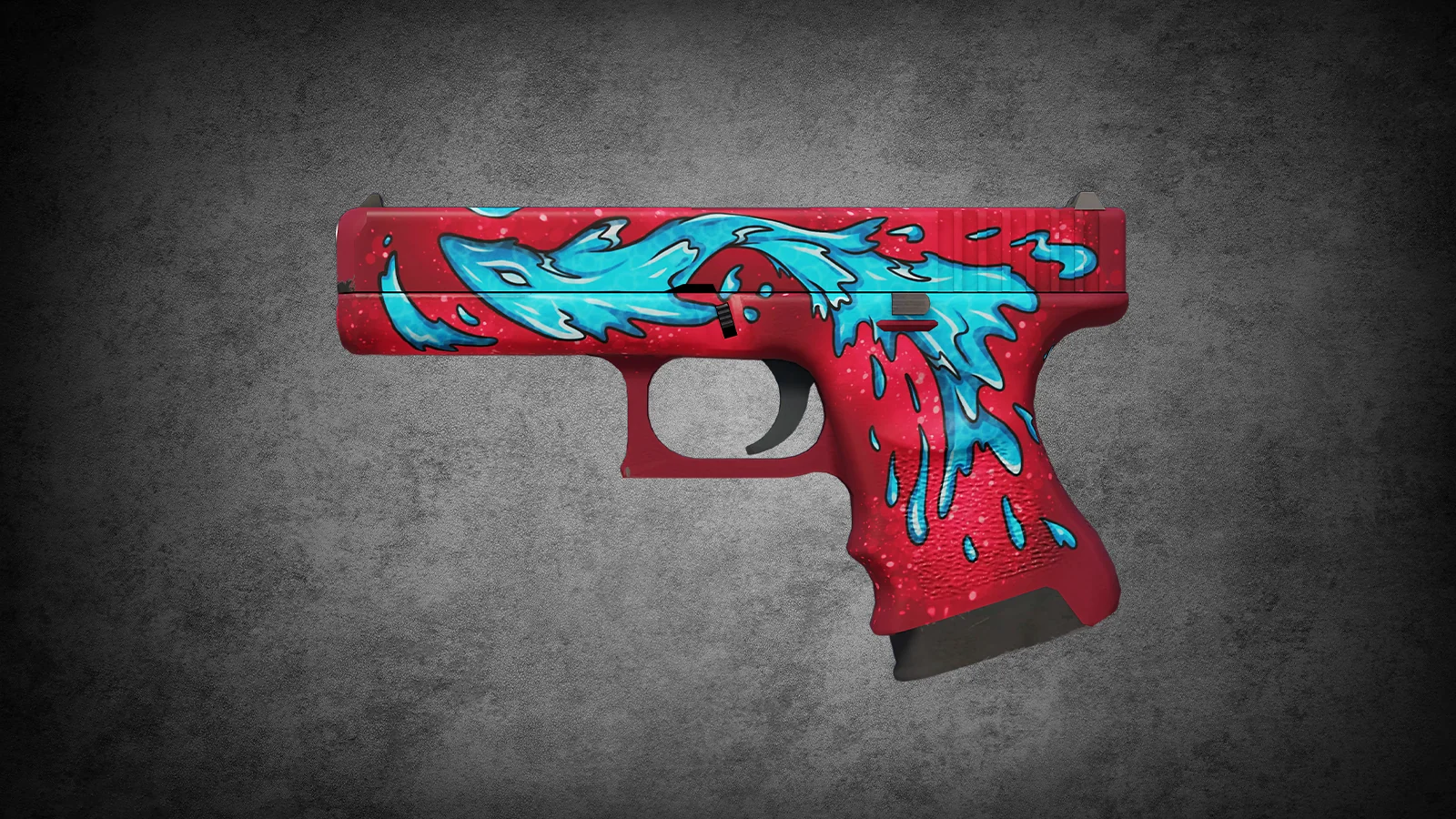 CS2 Glock-18 Wasserelementar skin featuring a blue water creature splashing across a red base