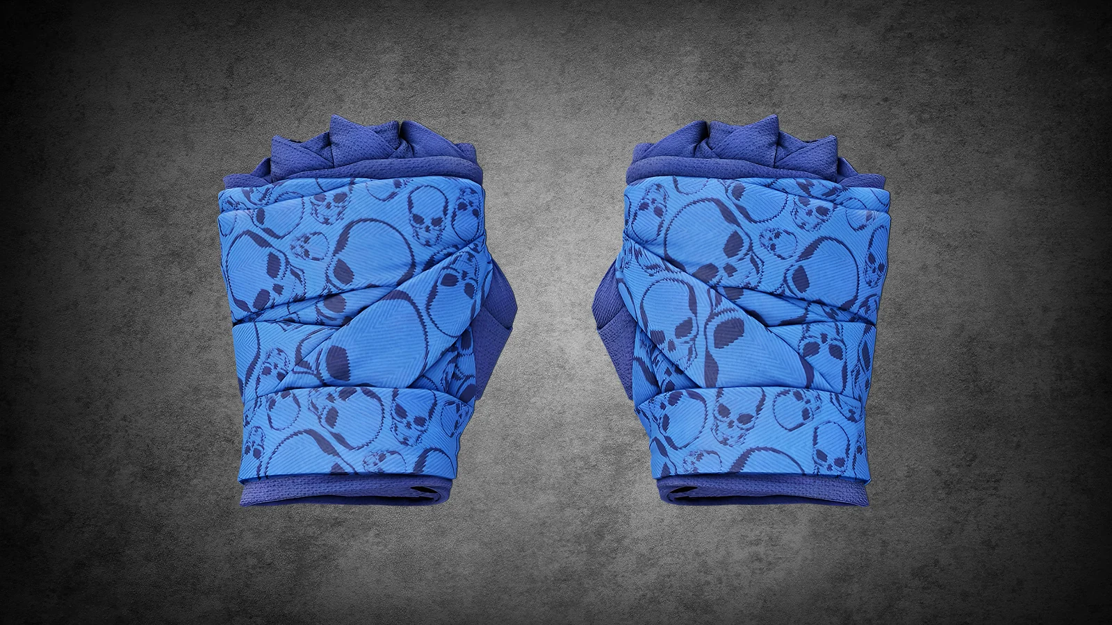 CS2 Hand Wraps Cobalt Skulls - bright blue fabric wraps with dark blue skull illustrations