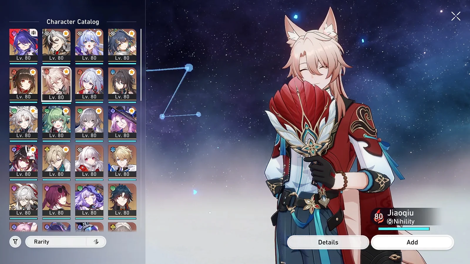 Jiaoqiu, a Nihility support teammate providing debuffs and DMG boosts for Acheron