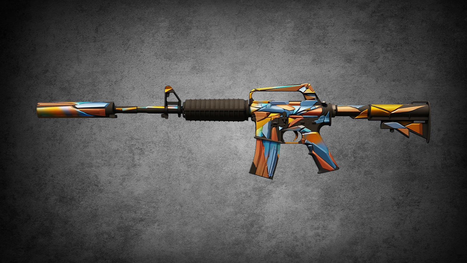 CS2 M4A1-S Leaded Glass skin with a shattered stained glass pattern