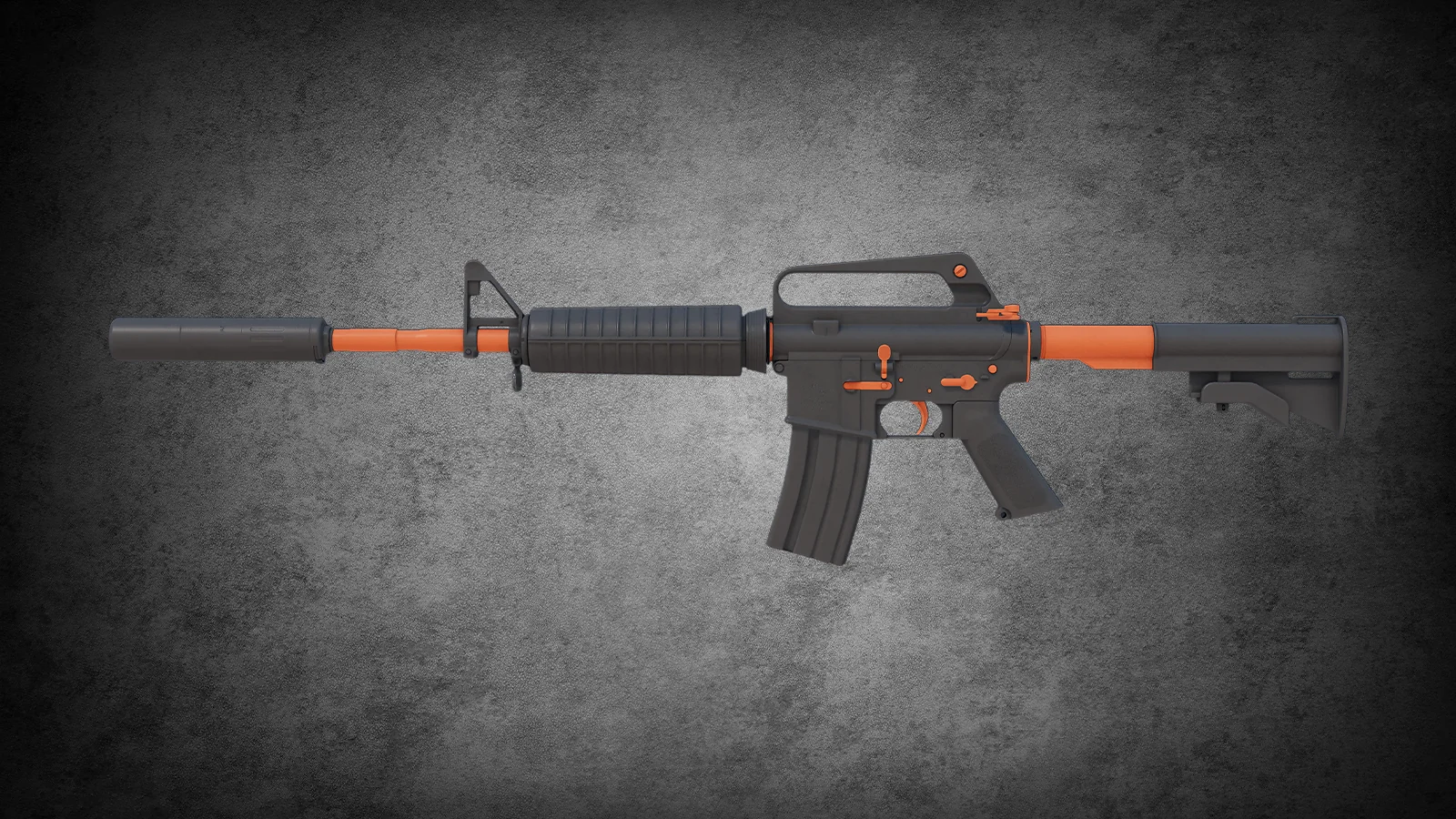 S2 M4A1-S Nitro skin with minimalist matte black finish and orange accents