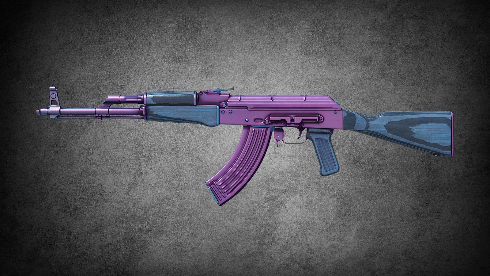CS2 AK-47 Midnight Laminate skin with dark blue tinted wood and a purple metallic receiver