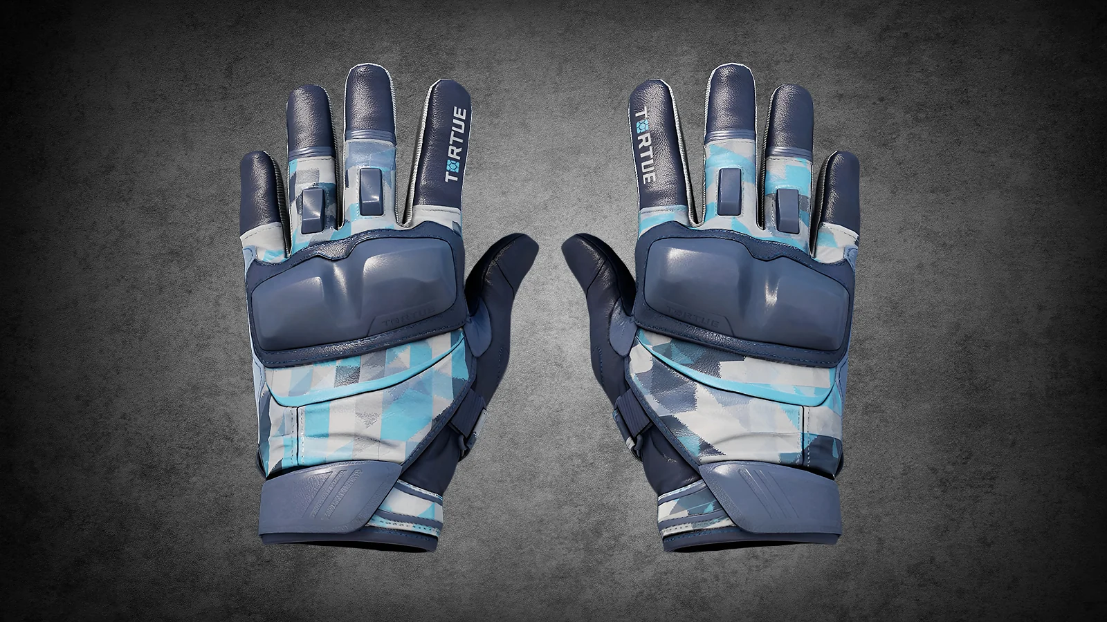 CS2 Moto Gloves Cool Mint - blue and grey gloves with a light blue geometric pattern