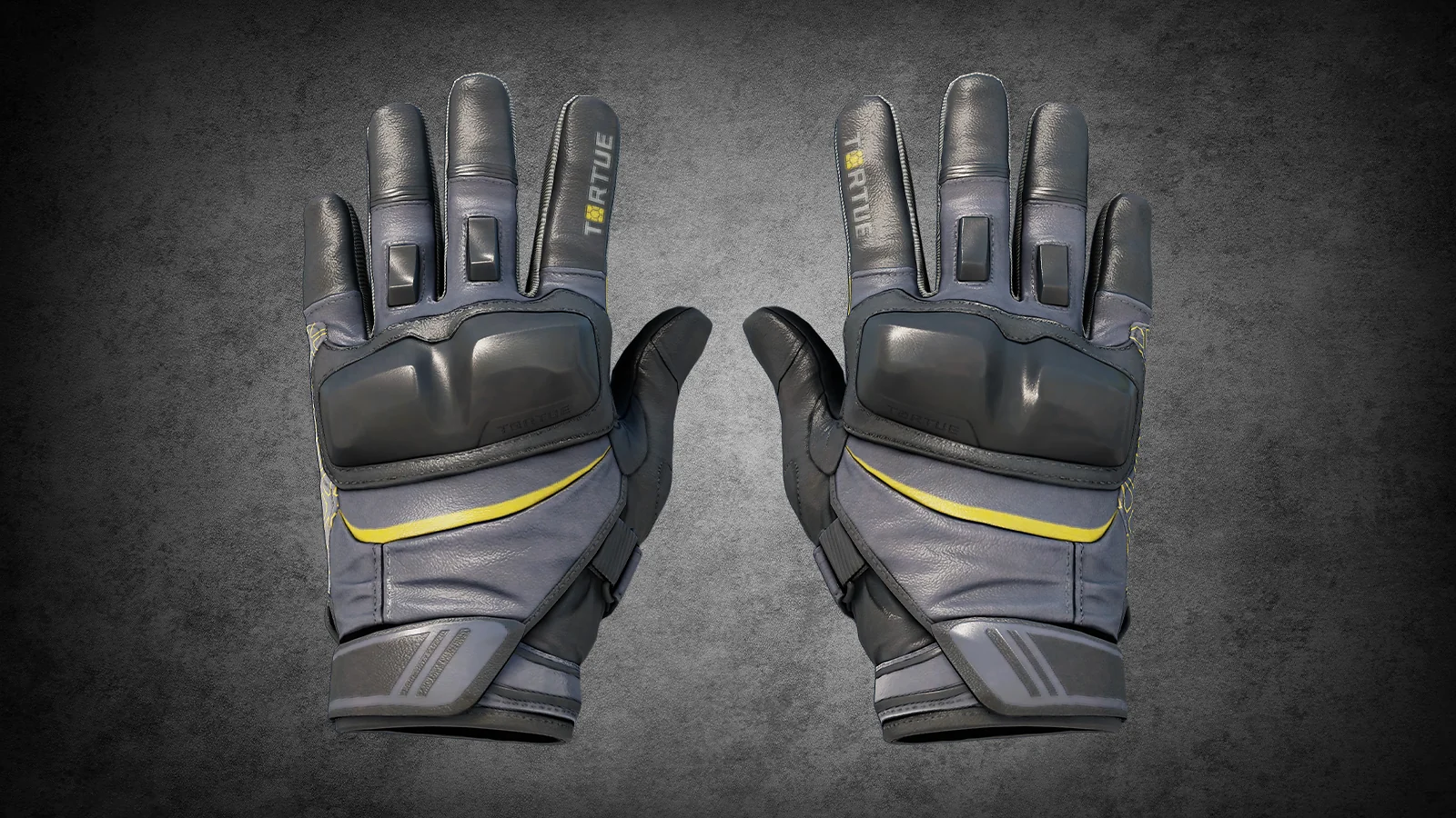 CS2 Moto Gloves Eclipse in matte grey leather with subtle yellow highlights