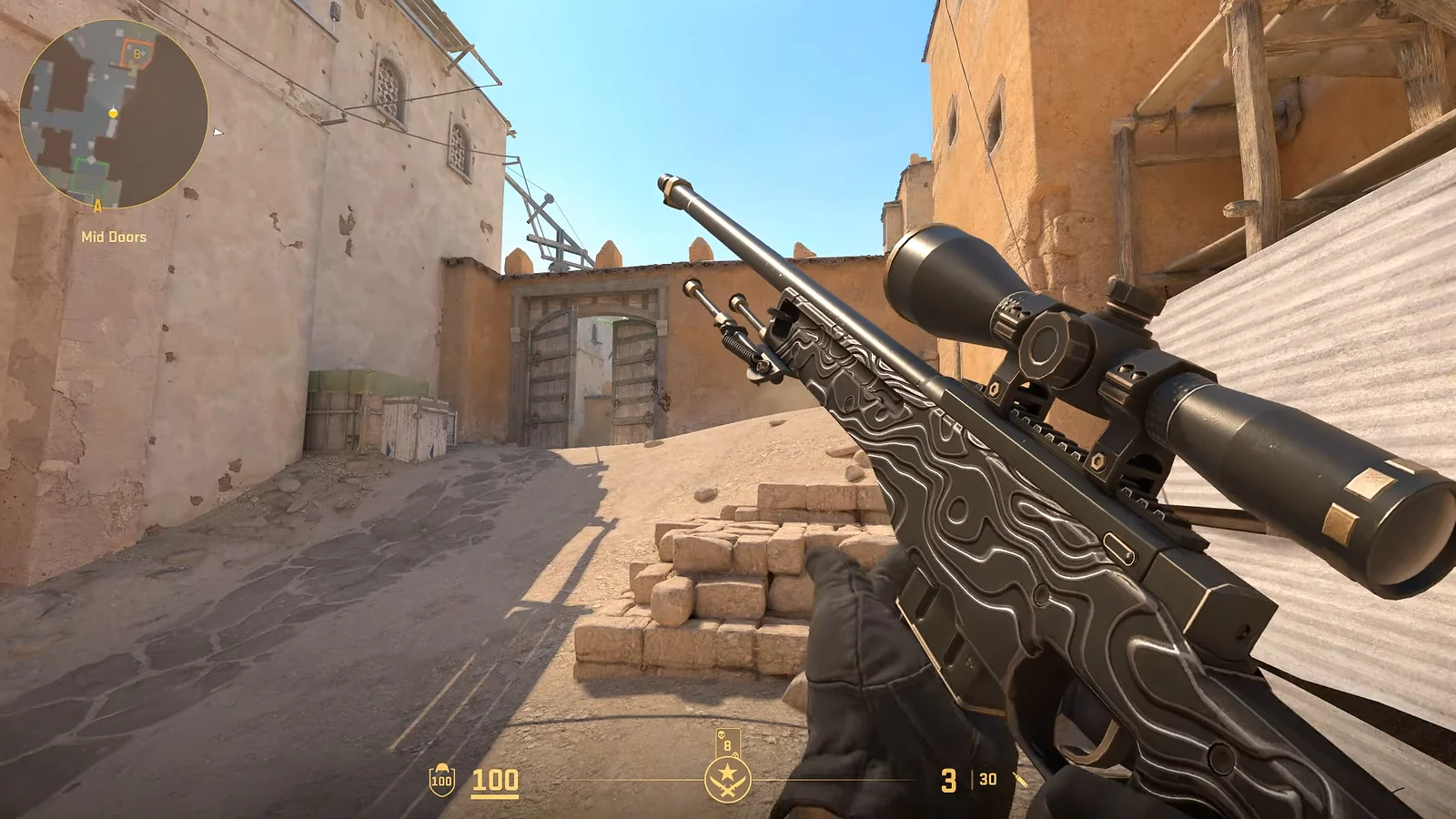 CS2 AWP Black Nile skin in a first-person view