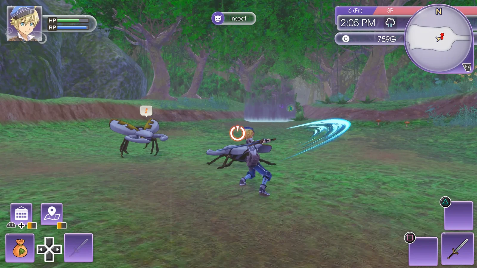 Combat against an insect monster in Rune Factory 5