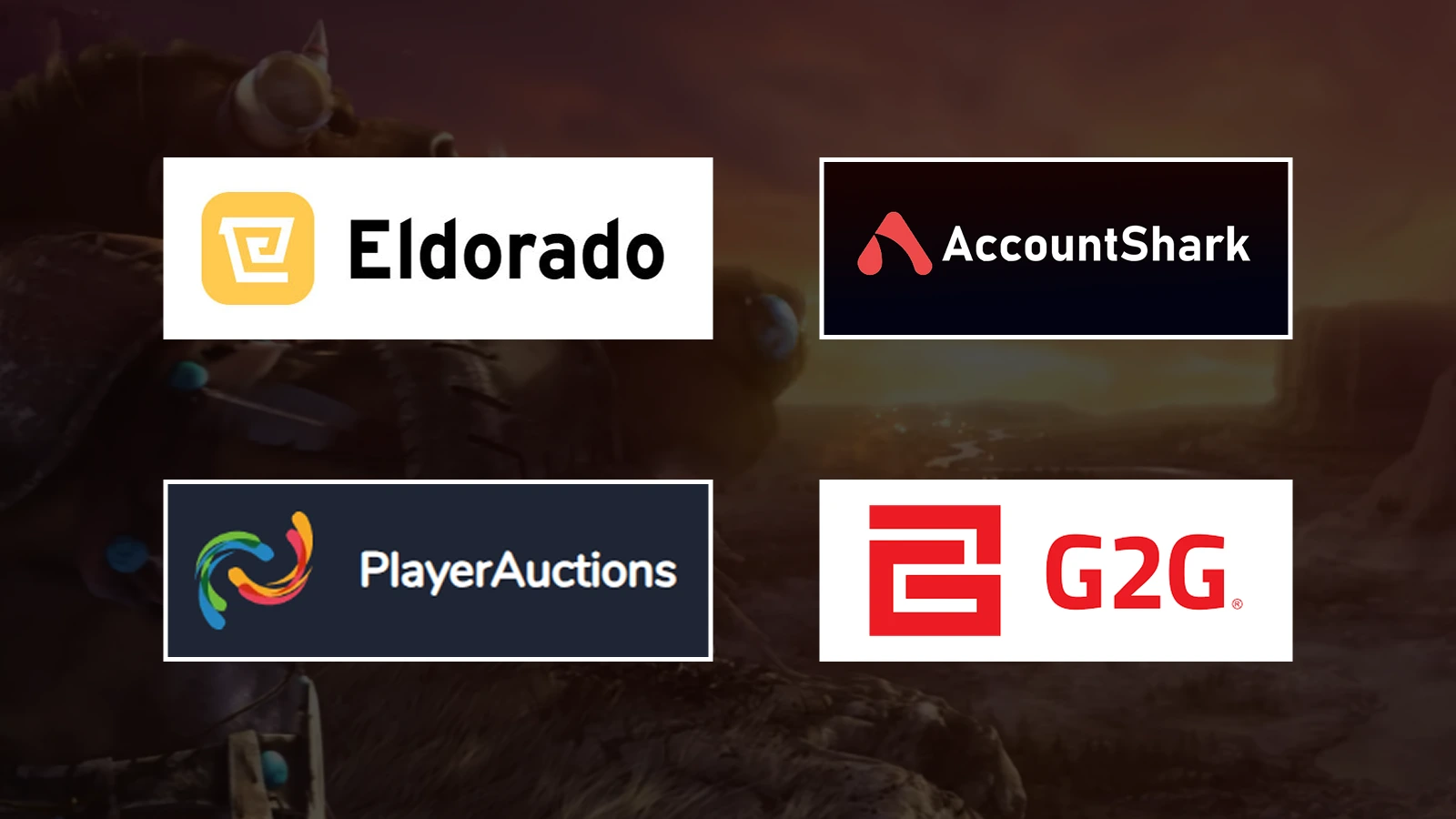 Eldorado, AccountShark, G2G and PlayerAuctions logos