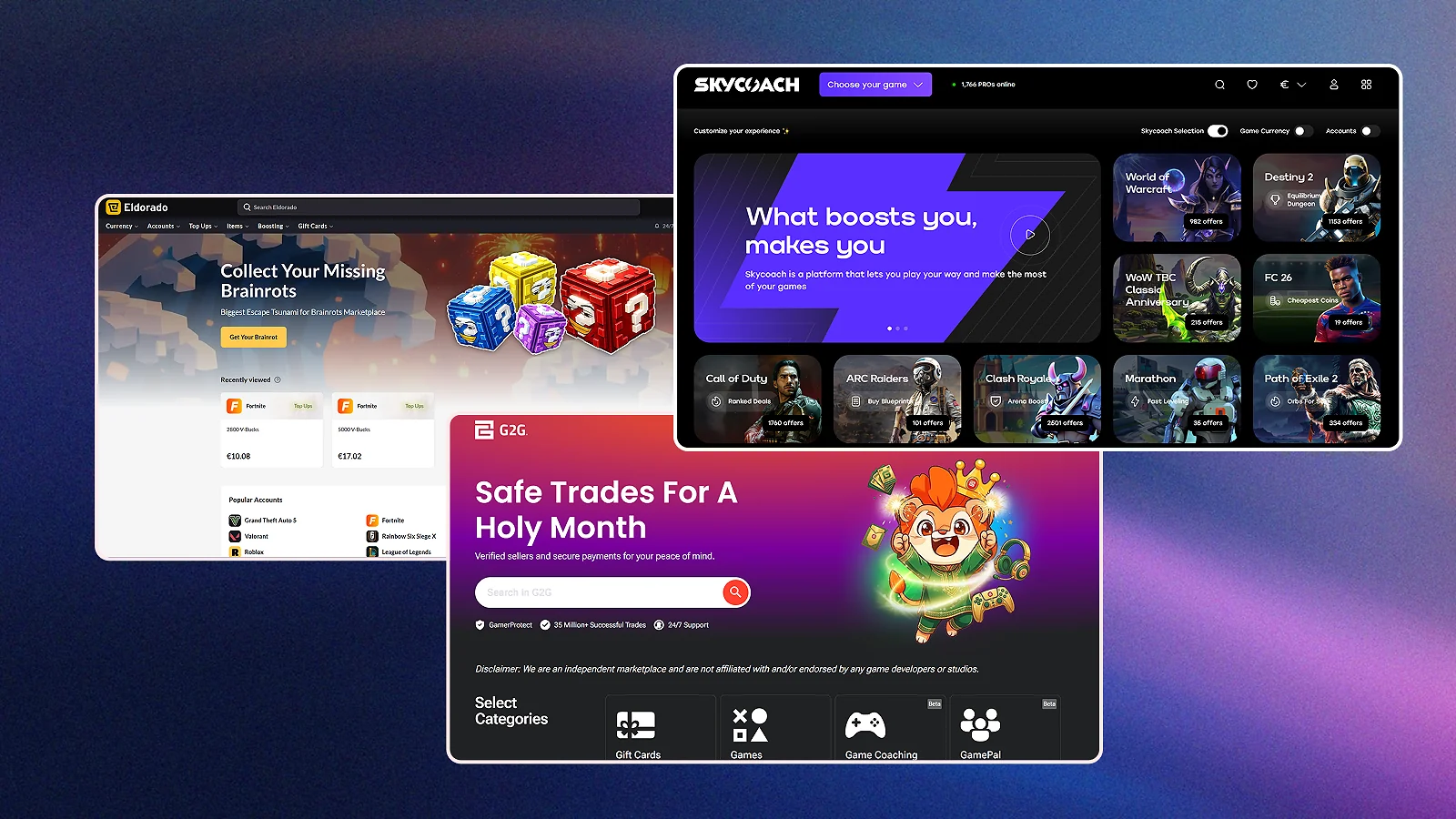 Skycoach, Eldorado and C2G website pages