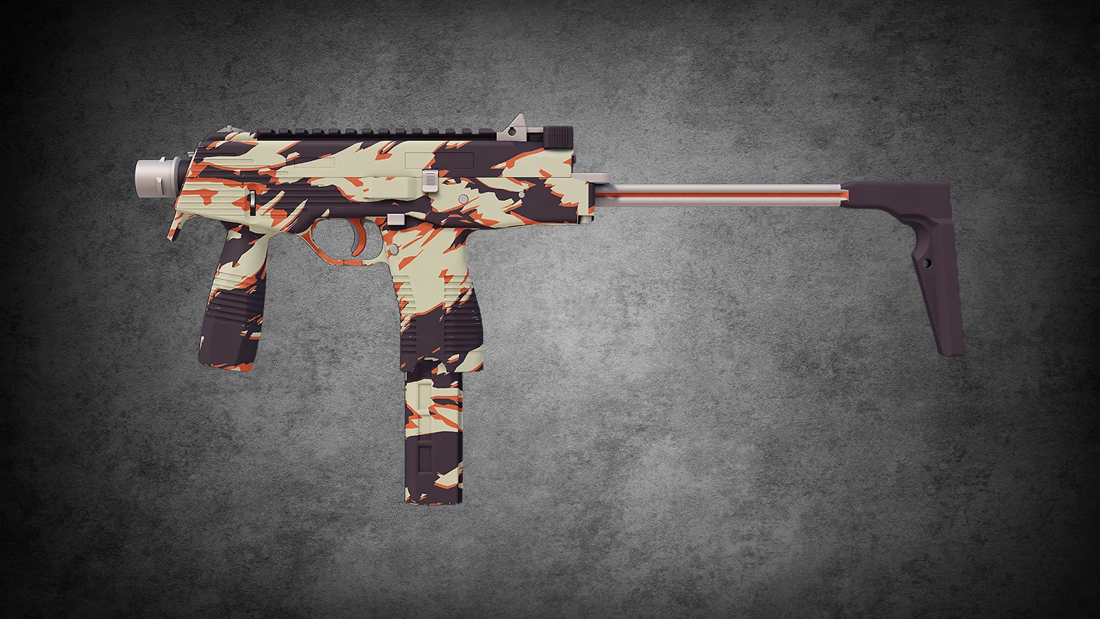 CS2 MP9 skin Shredded – jagged orange, cream, and dark brown pattern