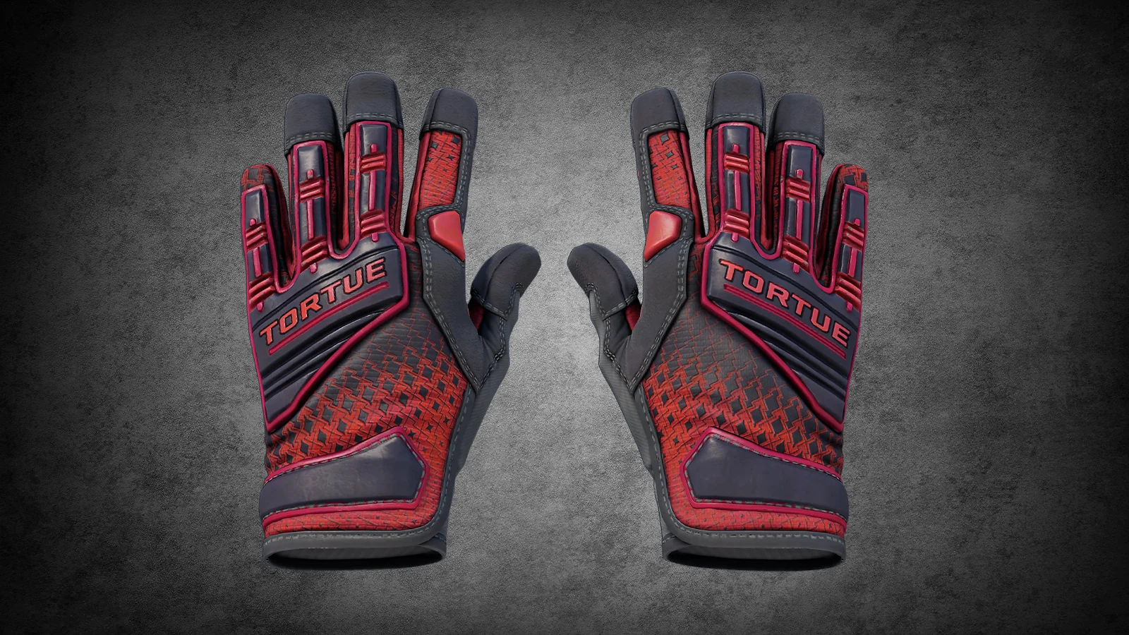 CS2 Specialist Gloves Crimson Kimono skin featuring a black and red diamond-patterned fabric