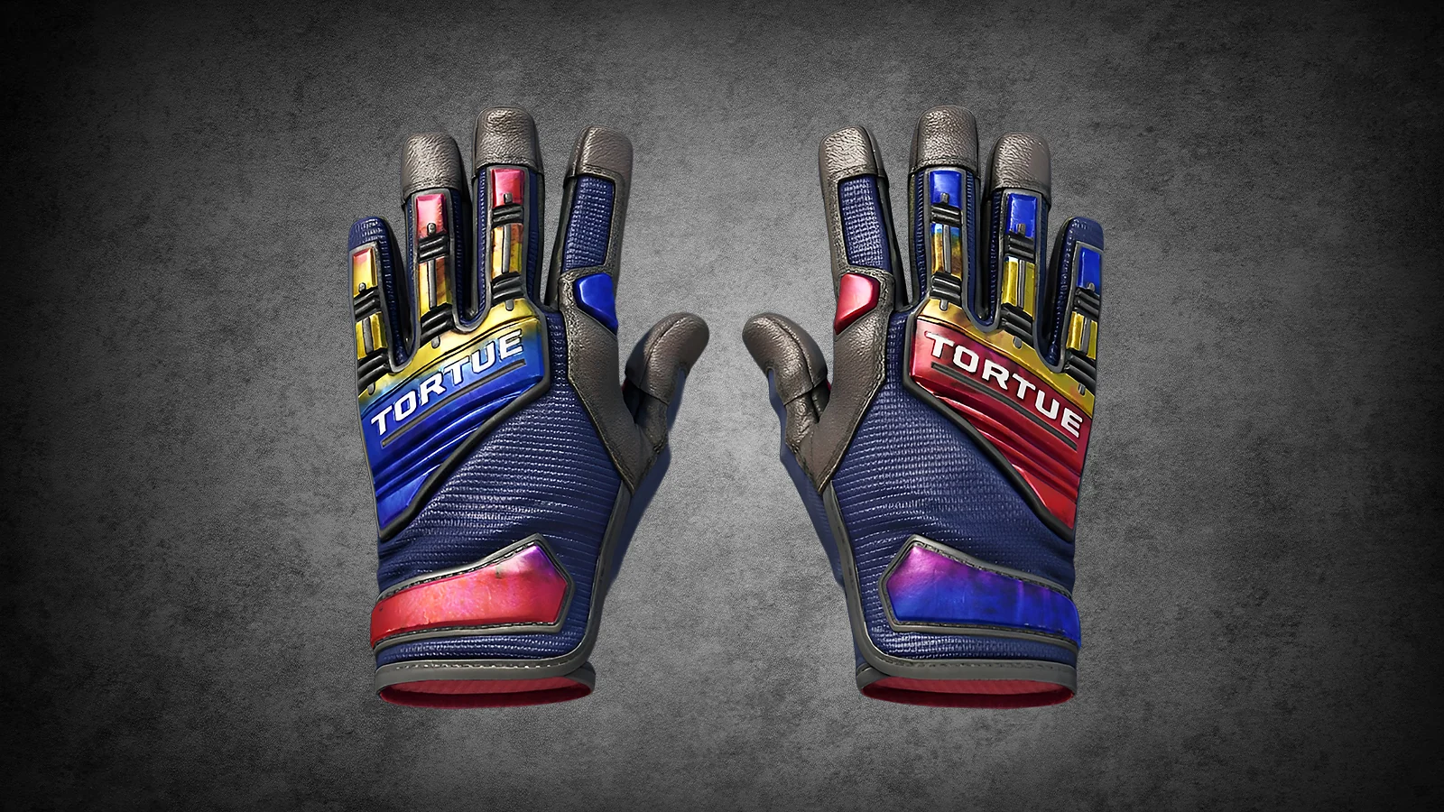 CS2 Spezialhandschuhe „Marble Fade“ - rugged gloves with a vibrant red, blue, and yellow marbleized finish