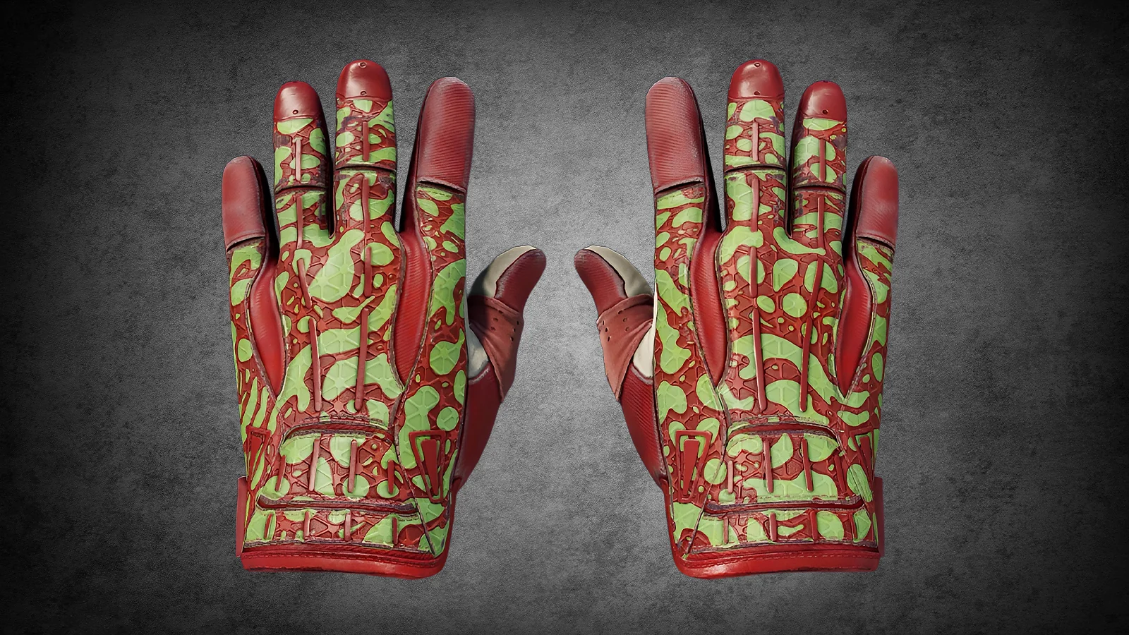CS2 Sport Gloves Bronze Morph: red gloves with a green and yellow splotched pattern