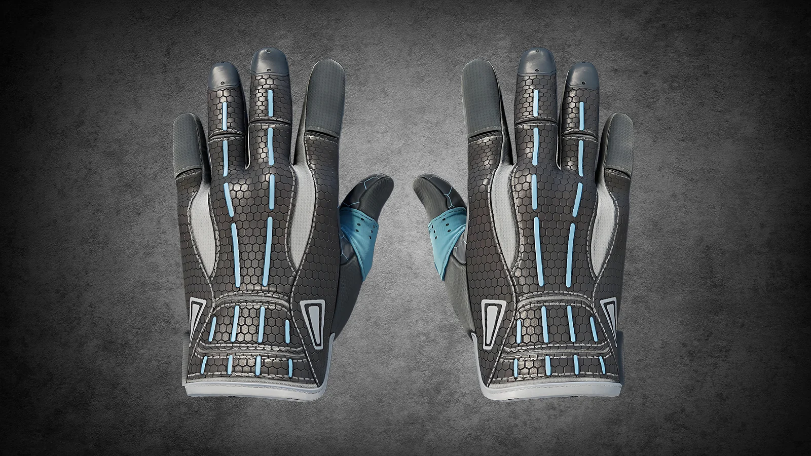 CS2 Sport Gloves Superconductor - dark grey hexagonal gloves with blue stripes