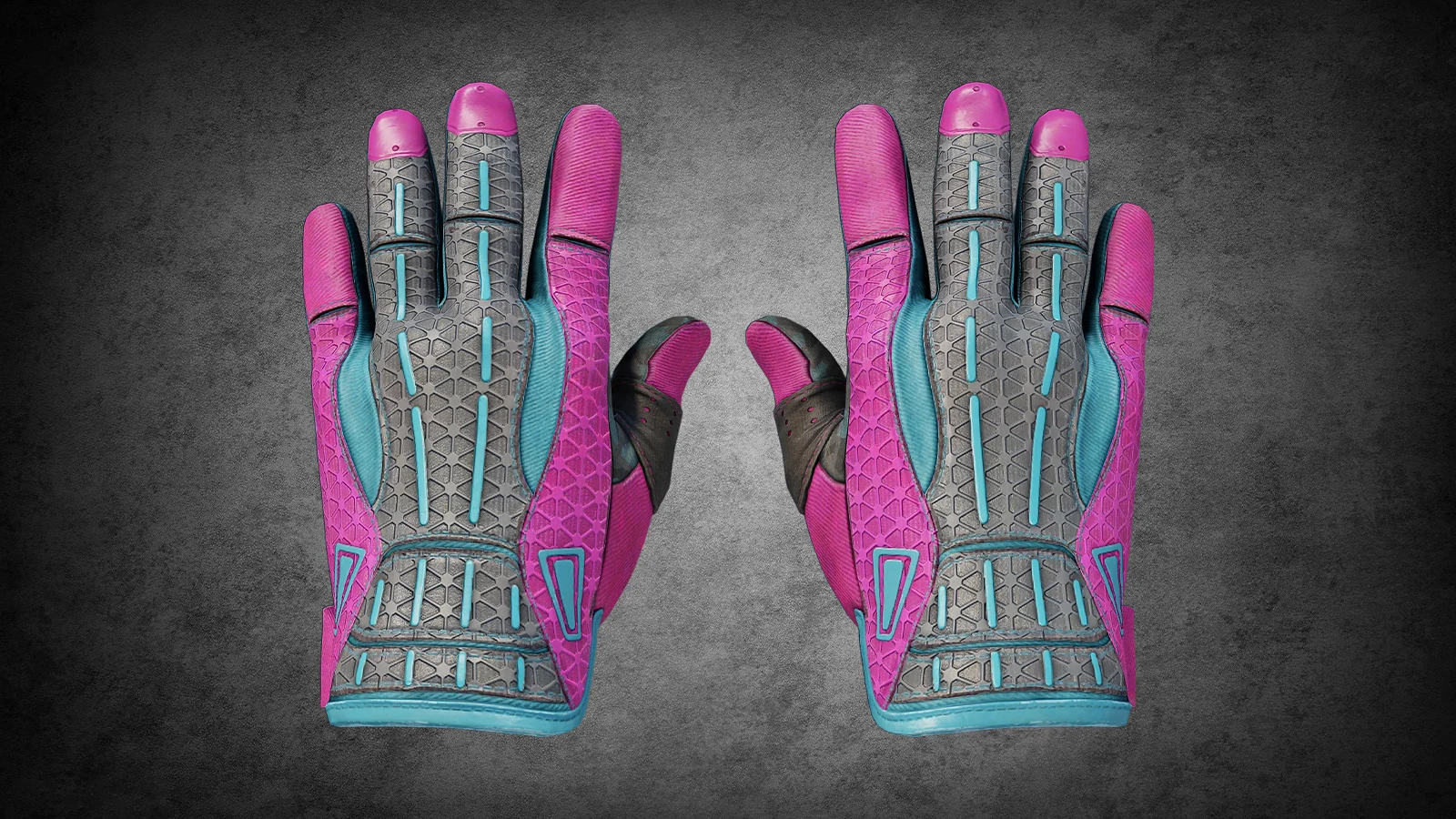 CS2 Sport Gloves Vice skin featuring a vibrant neon pink and cyan blue synthetic design