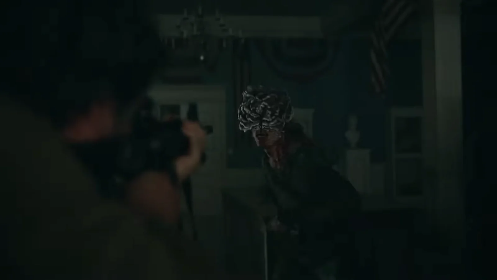 pointing a gun at creature