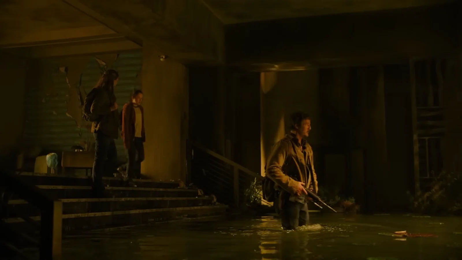 walking through water