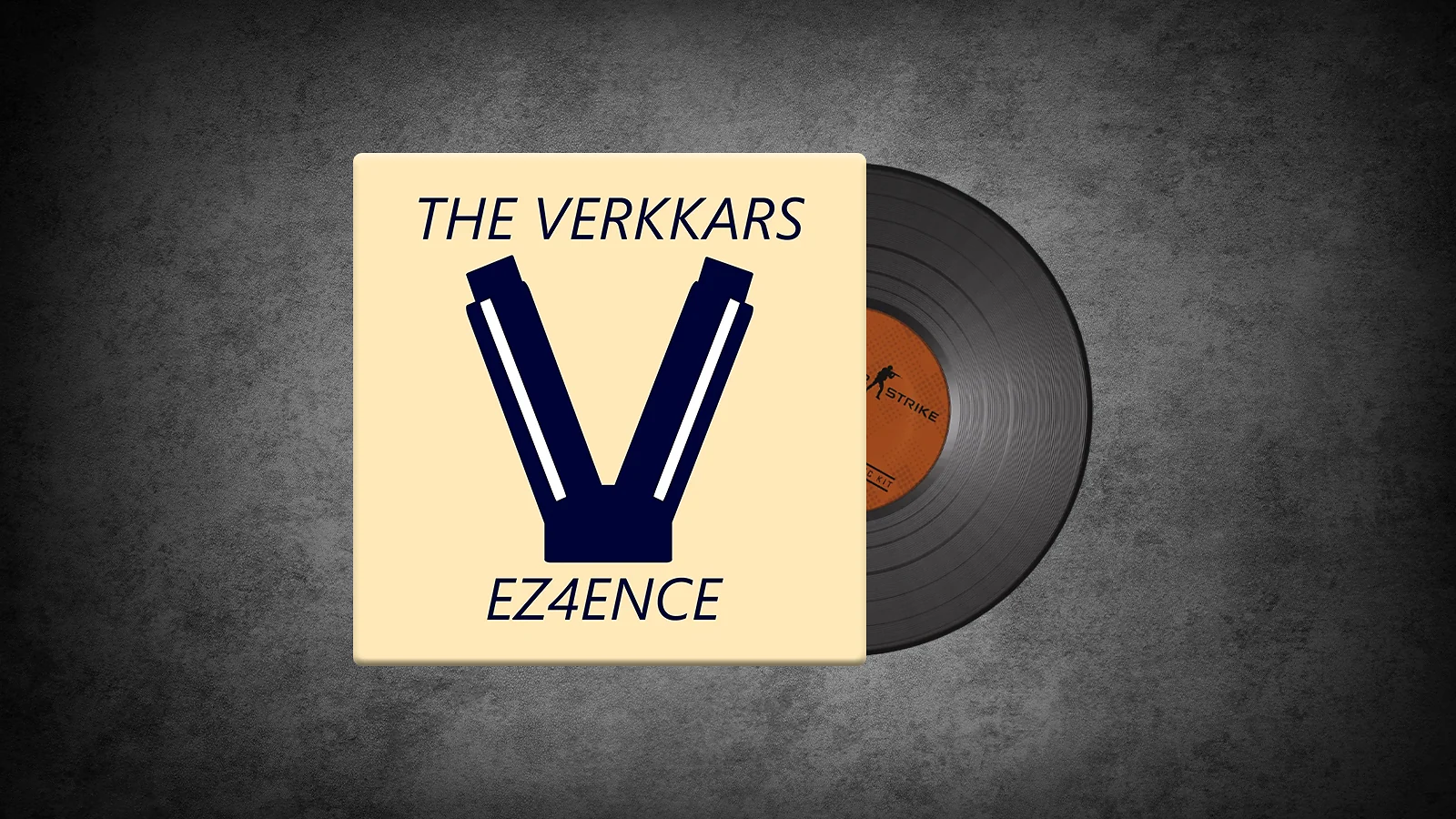 CS2 Music Kit: The Verkkars, EZ4ENCE - minimalist beige cover with a large dark blue stylized V logo