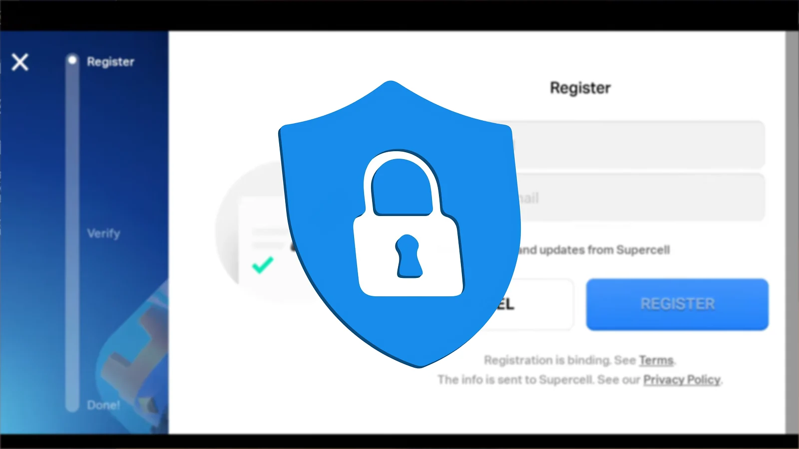 Registration page with lock icon