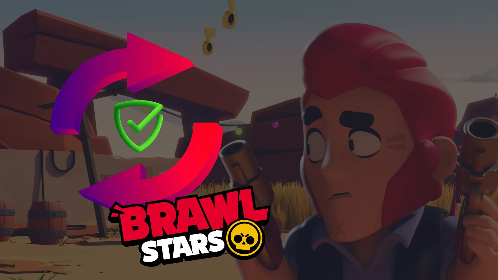 Brawl stars scene with arrows and logo Braws Stars