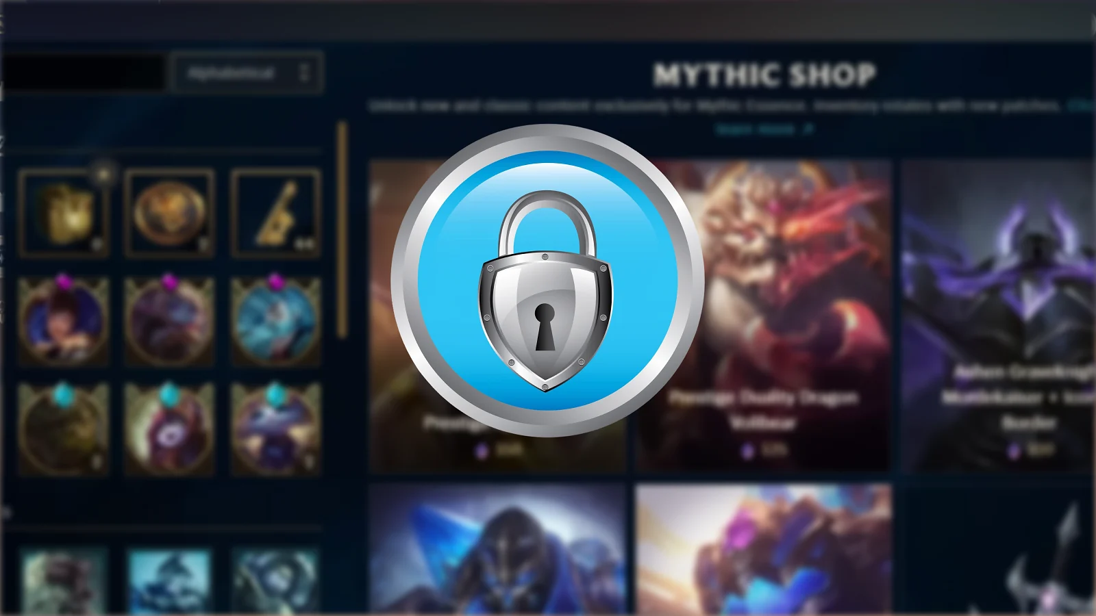 League of Legends account with a lock icon