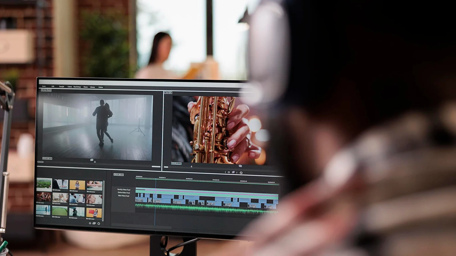 Video editing software open on a PC screen