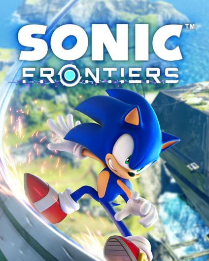 Portada oficial de «Sonic Frontiers», en la que se ve a Sonic corriendo por las Islas Starfall