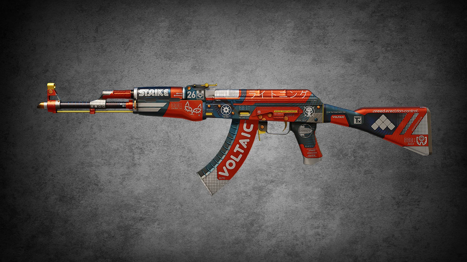 CS2 anime skin - AK-47 Bloodsport Collection with red mechanical decals and cat logo