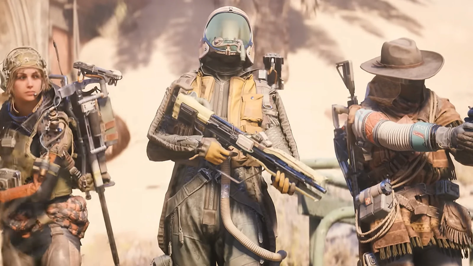 Three people with guns