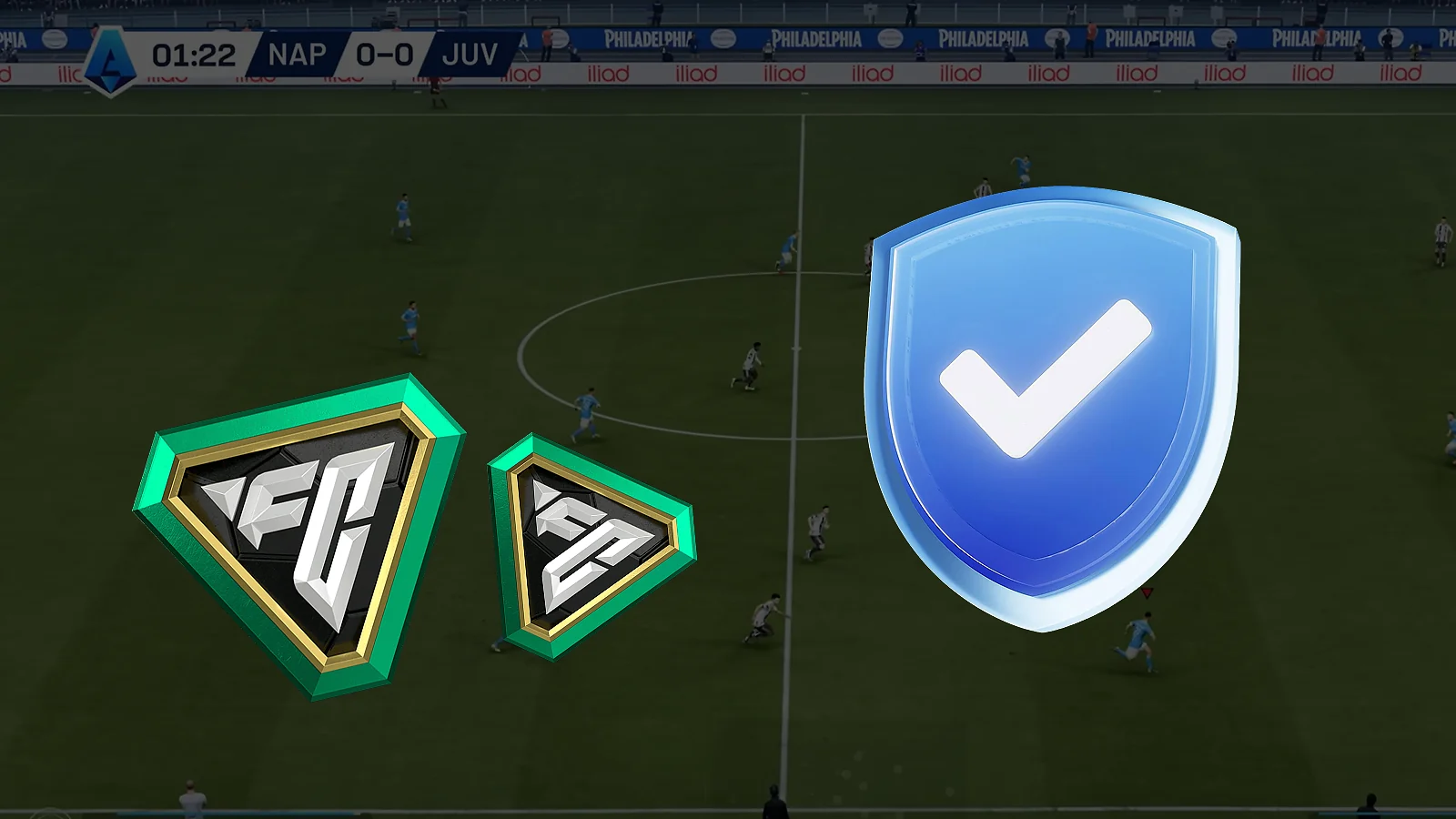 EA sports screenshot and FC points with a blue Protection icon