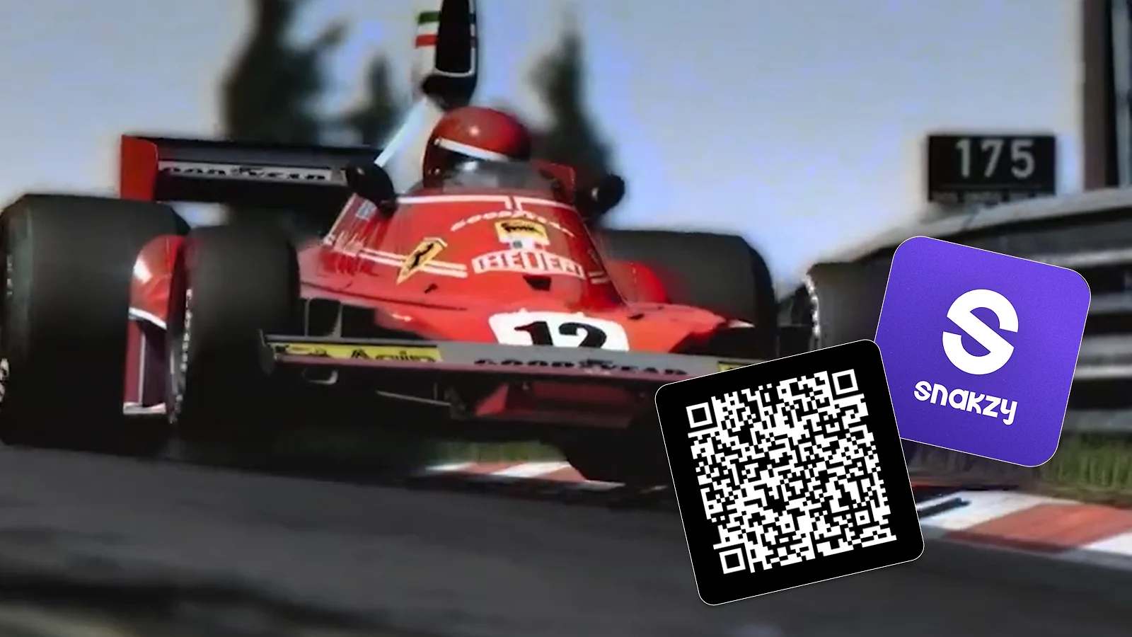 a car and snakzy logo and QR code