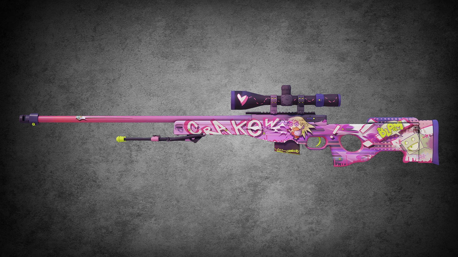 CS2 anime skin - AWP Crakow! with pink pop-art and cartoon characters